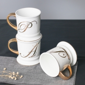 złoty uchwyt złoty kalkomanię najlepszy ceramiczny kubek do kawy