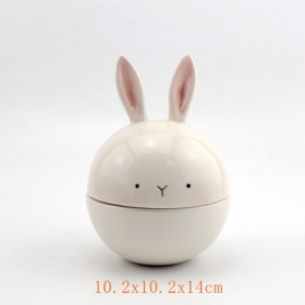 biały ceramiczny króliczek królik pudełko biżuterii