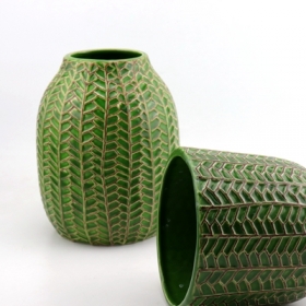 zielony okrągły liść wzór ceramiczny wazon