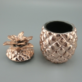różany, złoty, ceramiczny pojemnik do przechowywania ananasów