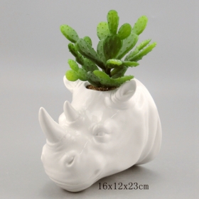 Nosornik ceramiczny nosorożca w kolorze białym